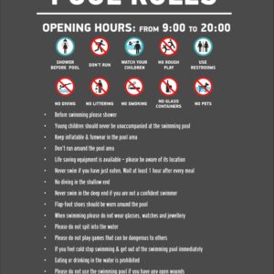Πινακίδα Ξενοδοχείου Pool Rules / Κανονισμός Πισίνας – Minimal Design