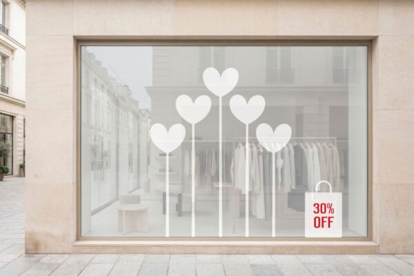 Αυτοκόλλητο βιτρίνας Βαλεντίνου Love in the Window | Blueprint.gr