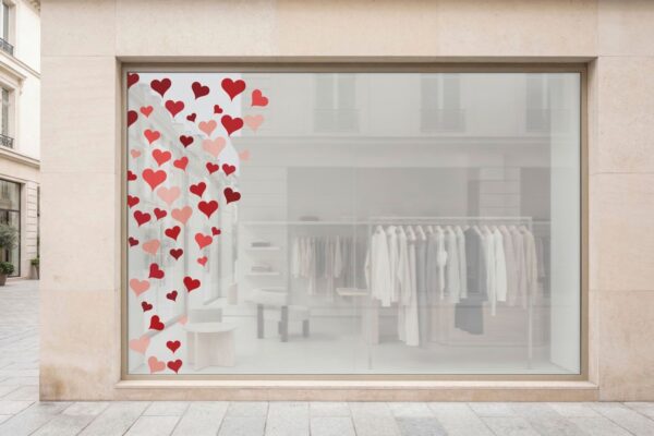 Αυτοκόλλητο βιτρίνας Βαλεντίνου Valentine Hearts | Blueprint.gr