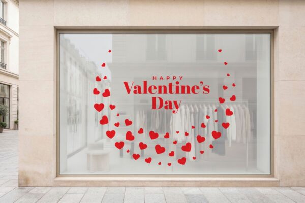 Αυτοκόλλητο βιτρίνας Βαλεντίνου Valentine’s Heart Wreath | Blueprint.gr