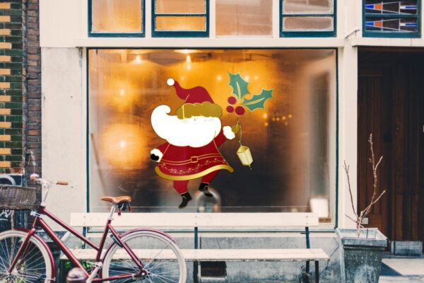 Χριστουγεννιάτικο αυτοκόλλητο βιτρίνας Santa Lantern | Blueprint.gr