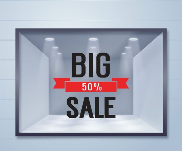Εκπτωτικό αυτοκόλλητο βιτρίνας Bold Discount | Blueprint.gr