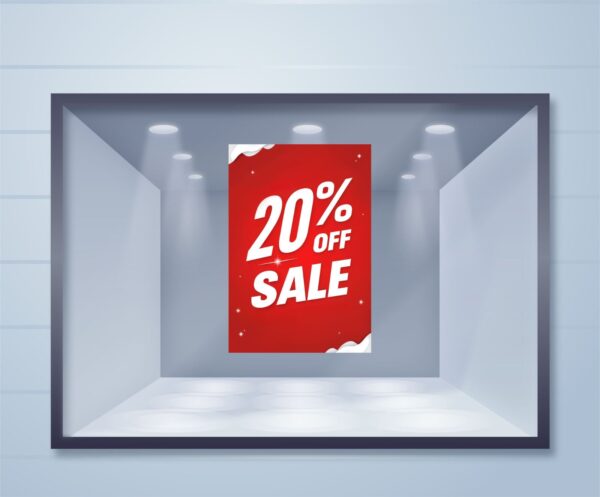 Εκπτωτικό αυτοκόλλητο βιτρίνας Eye Catching 20% Off Sale | Blueprint.gr