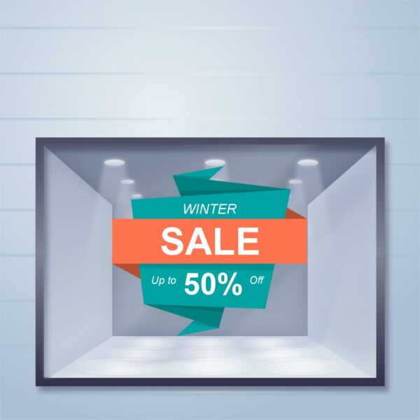 Εκπτωτικό αυτοκόλλητο βιτρίνας Geometric Winter Sale | Blueprint.gr