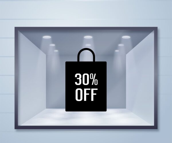 Εκπτωτικό αυτοκόλλητο βιτρίνας Minimal Discount Bag | Blueprint.gr