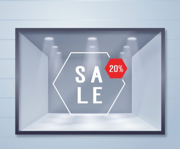 Εκπτωτικό αυτοκόλλητο βιτρίνας Minimal Geometry Sale | Blueprint.gr