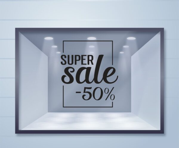 Εκπτωτικό αυτοκόλλητο βιτρίνας Minimal Super Sale | Blueprint.gr