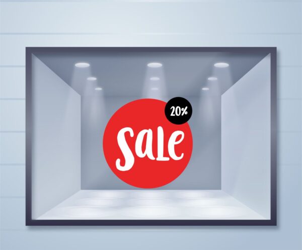 Εκπτωτικό αυτοκόλλητο βιτρίνας Sale Circle | Blueprint.gr