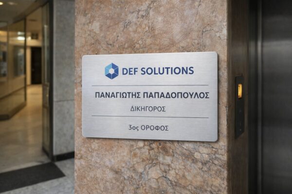 Επαγγελματική πινακίδα εισόδου | Blueprint.gr