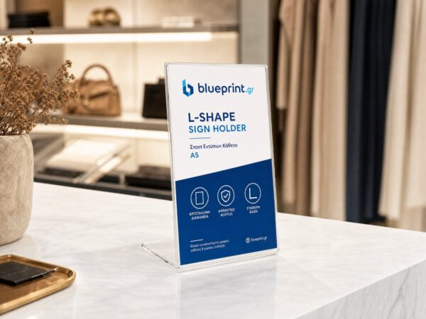 Επιτραπέζιο σταντ εντύπων L-Type από ακρυλικό | Blueprint.gr