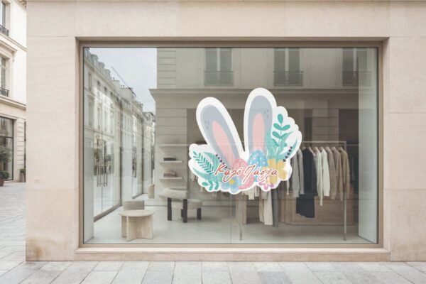 Πασχαλινό αυτοκόλλητο βιτρίνας Easter Bunny Ears | Blueprint.gr